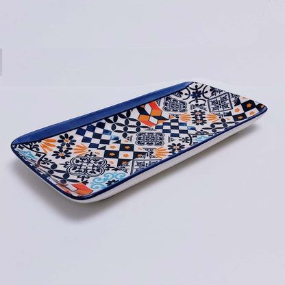 Portuguese ceramic tiles appetizer tray, Ceramic Tray for Cakes Portuguese Tiles. Hand painted Snack Tray for keys, Ceramic snack board,