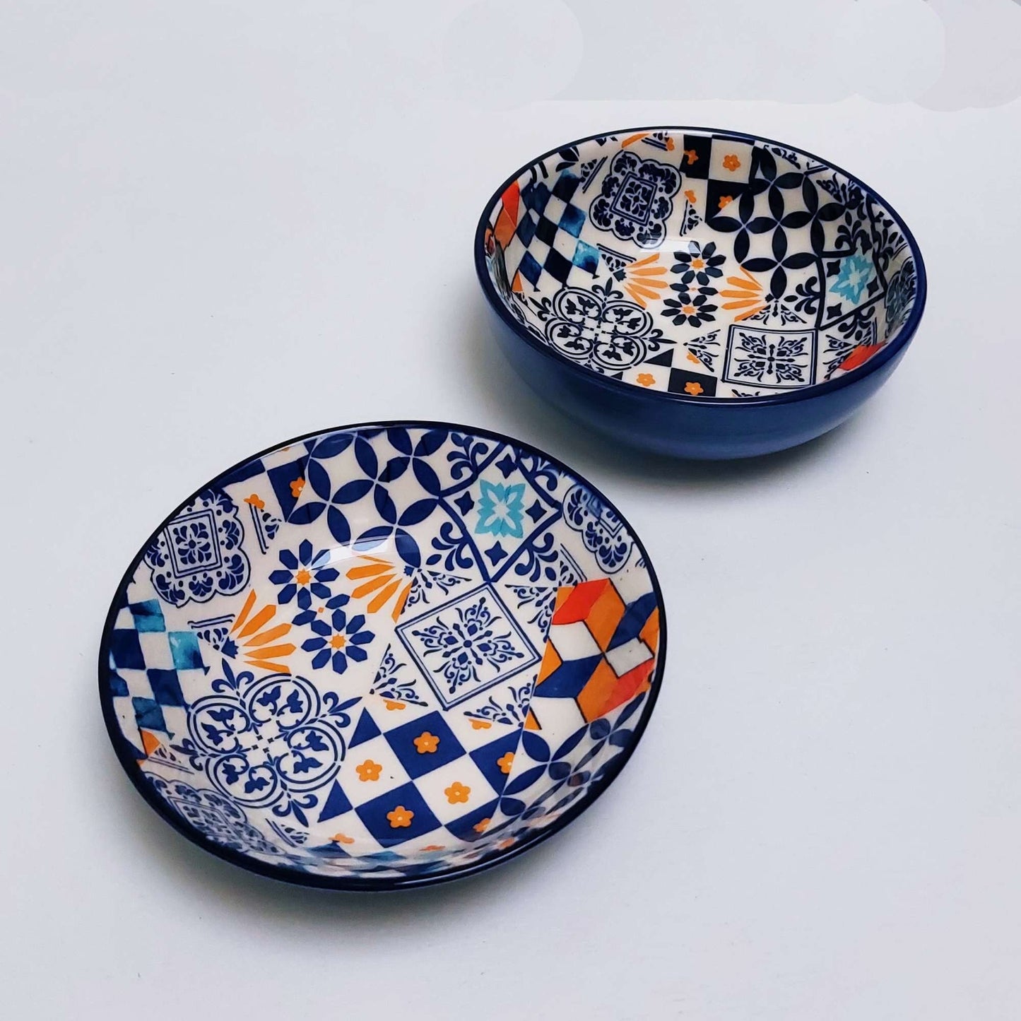 Set x2 bowls Portuguese Ceramic Tiles appetizer, Ceramic of Portuguese Tiles. Hand Painted Bowls, Ceramic snack bowls, Portuguese Gift