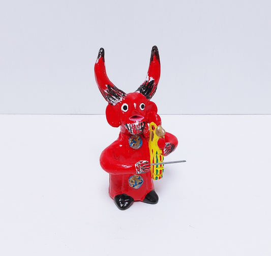 Traditional Portuguese Devil Figurine, Original Gift, Figurado de Barcelos, Decorative Clay devil musician, Typical Portuguese Pottery,