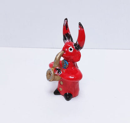 Traditional Portuguese Devil Figurine, Original Gift, Figurado de Barcelos, Decorative Clay devil musician, Typical Portuguese Pottery,