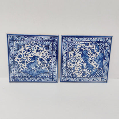 Set x2 Hand painted portuguese tiles, Decorative Tile, Portuguese Ceramic Tile, Portuguese Tile, Portuguese Traditional Tile