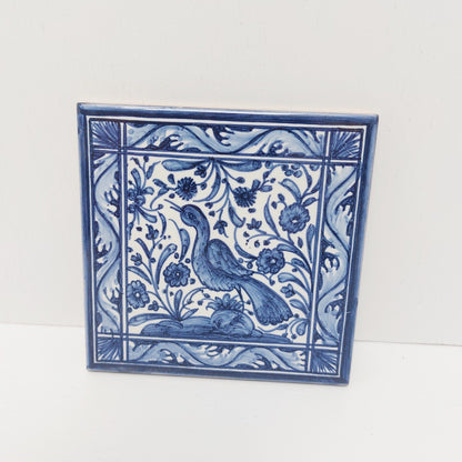 Small Hand painted portuguese tile x4, Decorative Tile, Portuguese Ceramic Tile, Portuguese Tile, Portuguese Traditional Tile