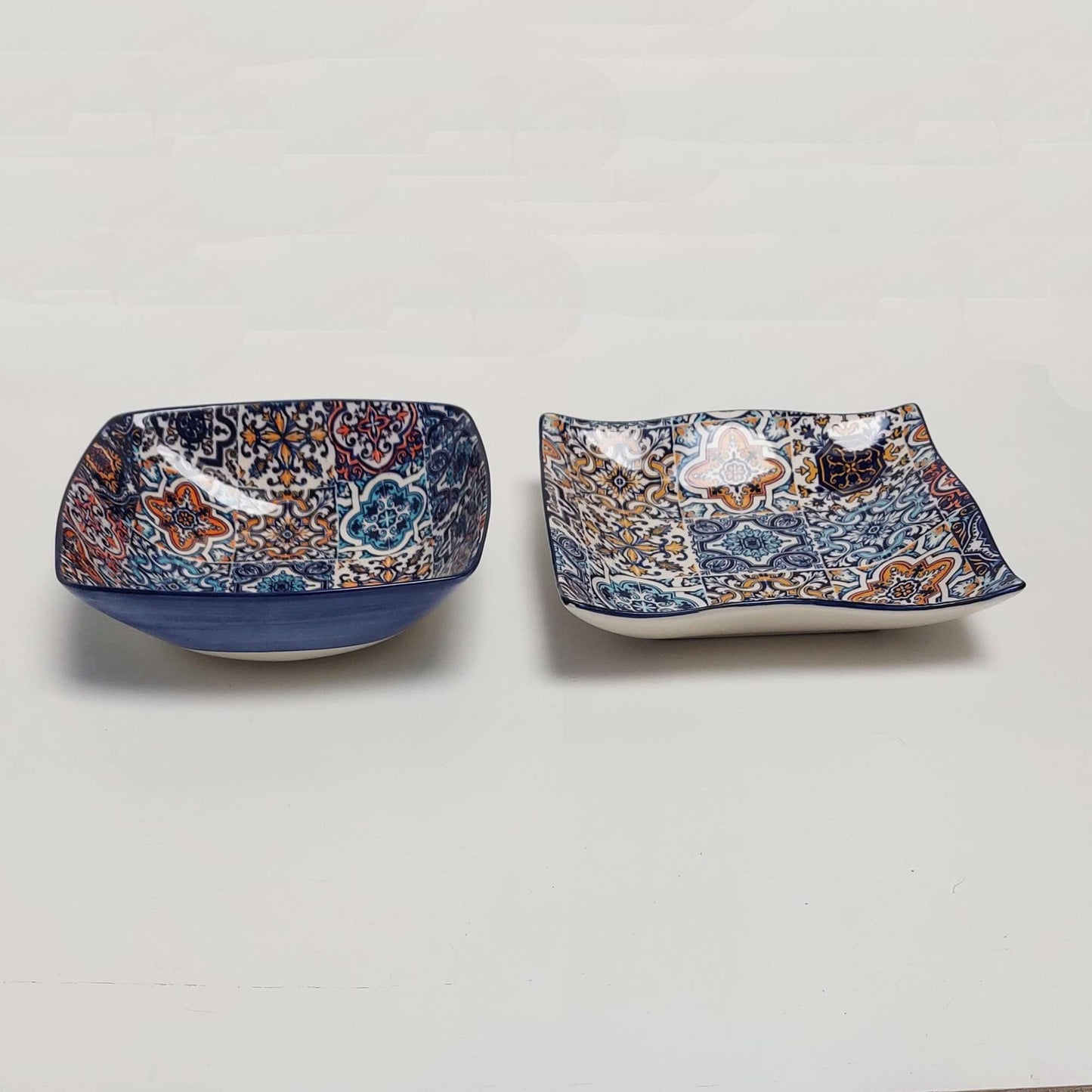 Set x2 bowls Portuguese Ceramic Tiles appetizer, Ceramic of Portuguese Tiles. Hand Painted Bowls, Ceramic snack bowls, Portuguese Gift