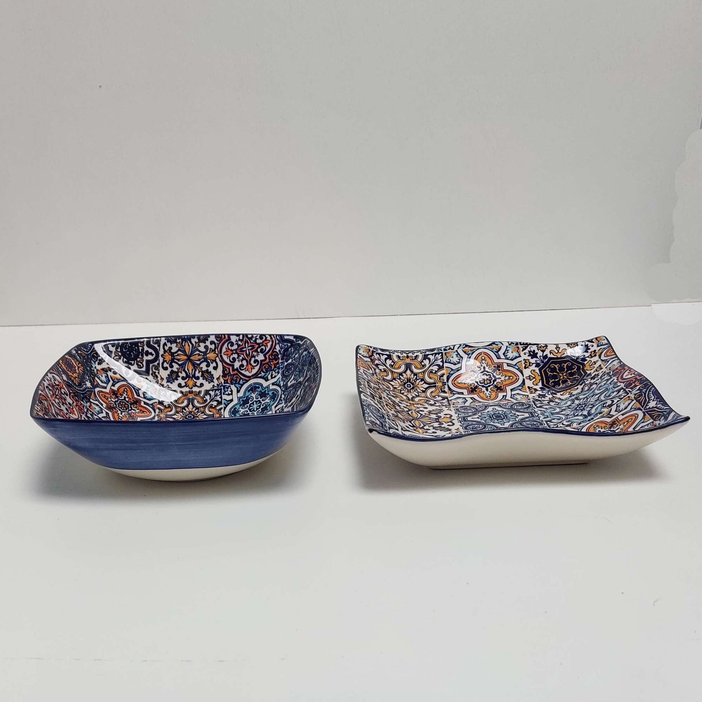 Set x2 bowls Portuguese Ceramic Tiles appetizer, Ceramic of Portuguese Tiles. Hand Painted Bowls, Ceramic snack bowls, Portuguese Gift