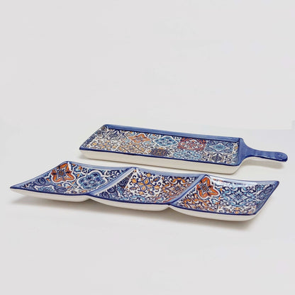 Set x2 Portuguese Ceramic Tiles Snack trays, Ceramic of Portuguese Tiles. Hand Painted Tray, Ceramic snack, Portuguese cheese dish