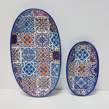 Set x 2 Jewelry tray, Decorative tray, Jewelry tray, Decorated oval tray for the bathroom| Ceramic soap dish