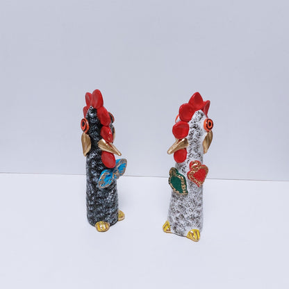 Set x2 Portuguese Rooster | Barcelos Rooster | Hand Painted Ceramic Rooster | Singular Christmas Gift|Unique pieces