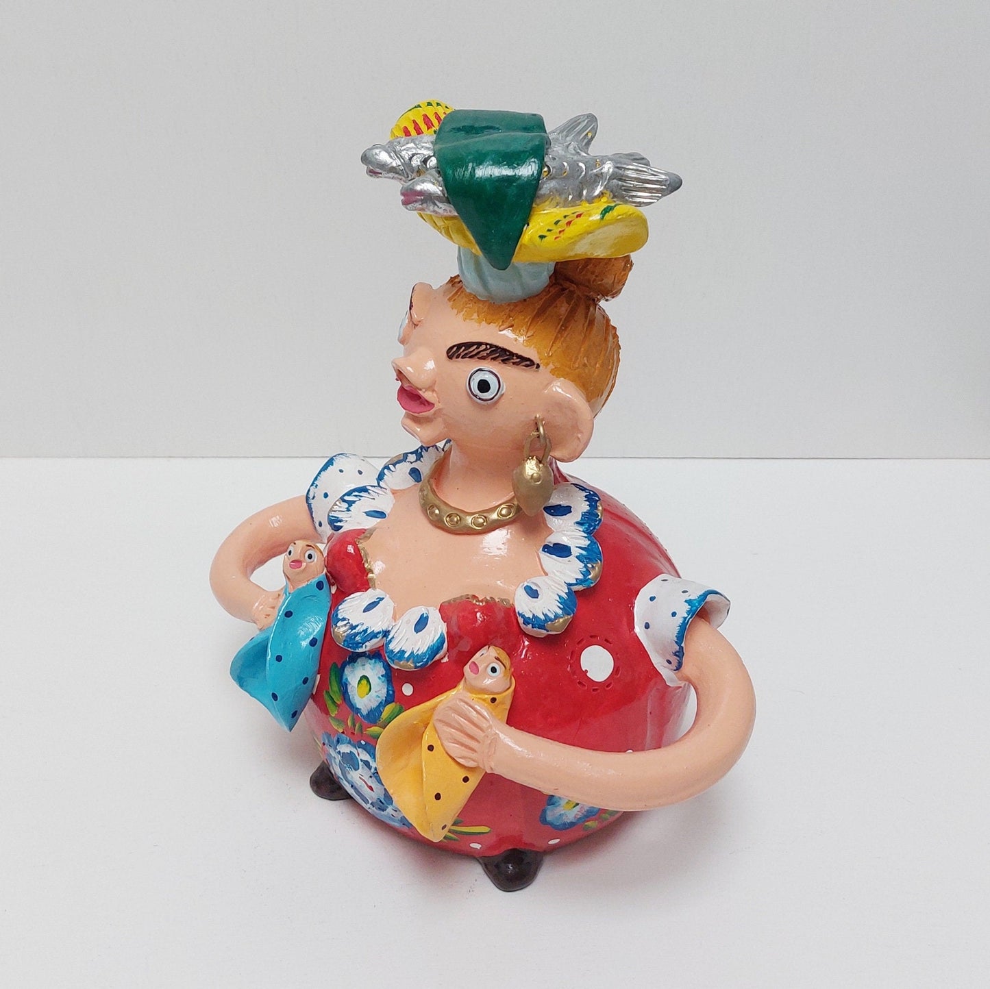 L-Traditional Portuguese Figurine, Original Christmas Gift, Figurado de Barcelos, Decorative Clay Doll, Portuguese Pottery| Unique piece