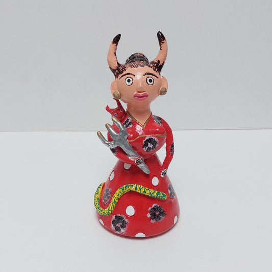 Traditional Portuguese Devil Figurine, Original Gift, Figurado de Barcelos, Decorative Clay woman devil, Typical Portuguese Pottery,