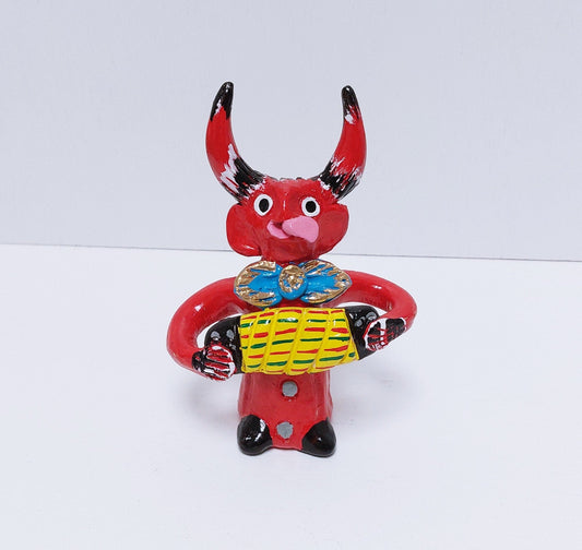 Traditional Portuguese Devil Figurine, Original Gift, Figurado de Barcelos, Decorative Clay devil musician, Typical Portuguese Pottery,