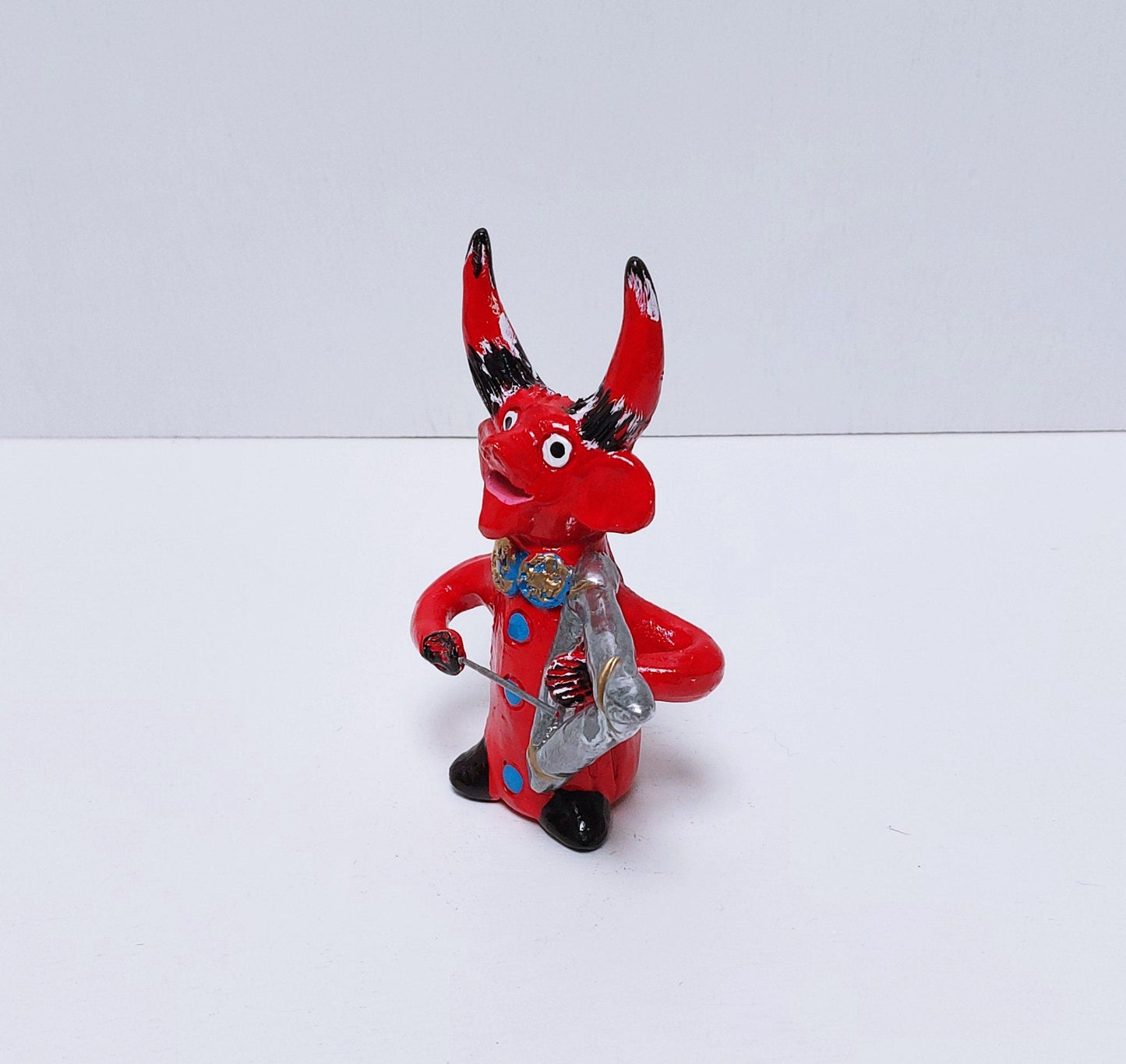 Traditional Portuguese Devil Figurine, Original Gift, Figurado de Barcelos, Decorative Clay devil musician, Typical Portuguese Pottery,