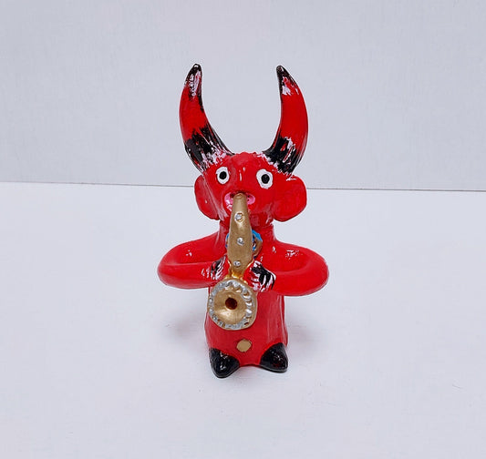 Traditional Portuguese Devil Figurine, Original Gift, Figurado de Barcelos, Decorative Clay devil musician, Typical Portuguese Pottery,