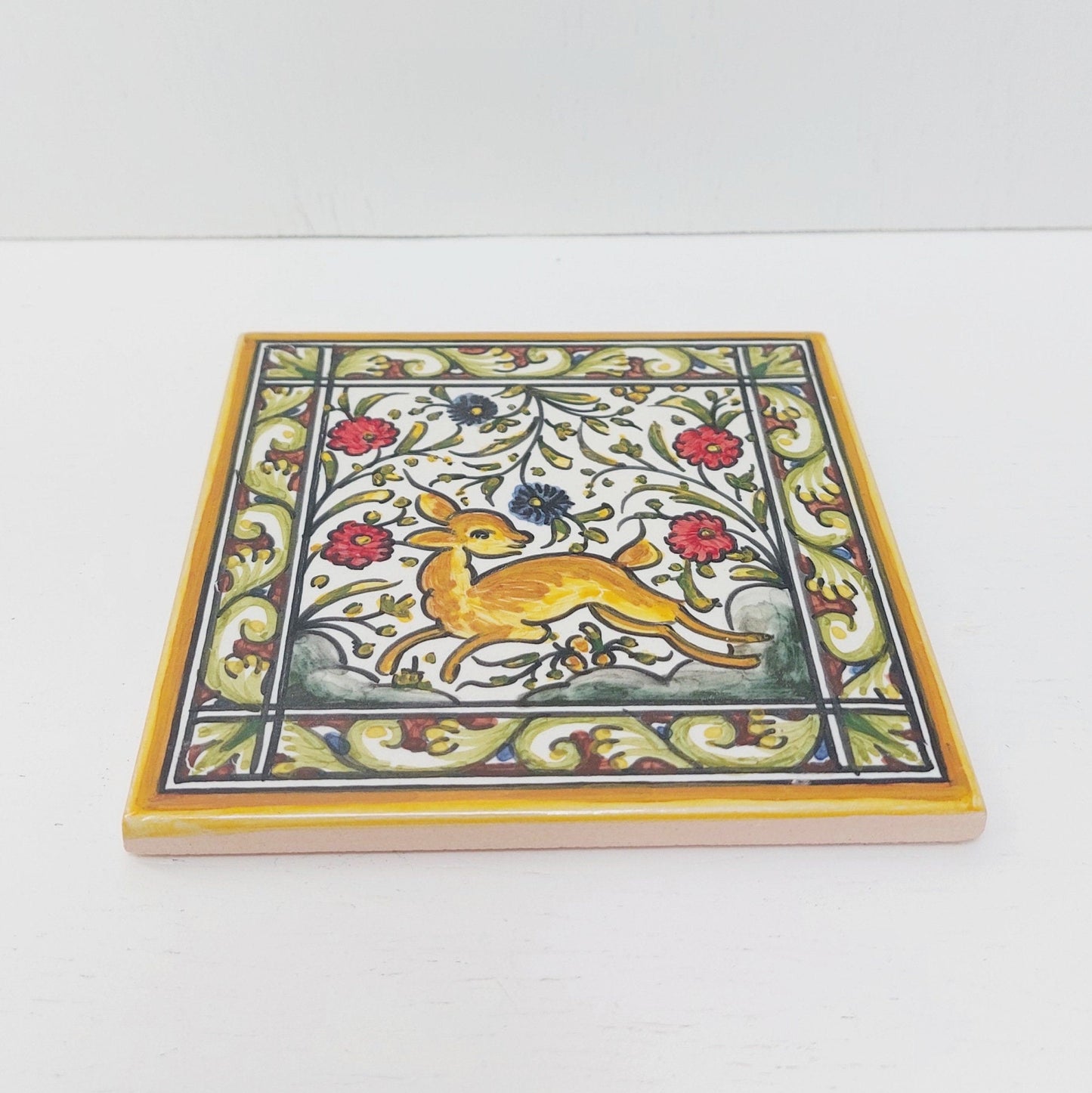 Small Hand painted portuguese tile, Decorative Tile, Portuguese Ceramic Tile, Portuguese Tile, Portuguese Traditional Tile