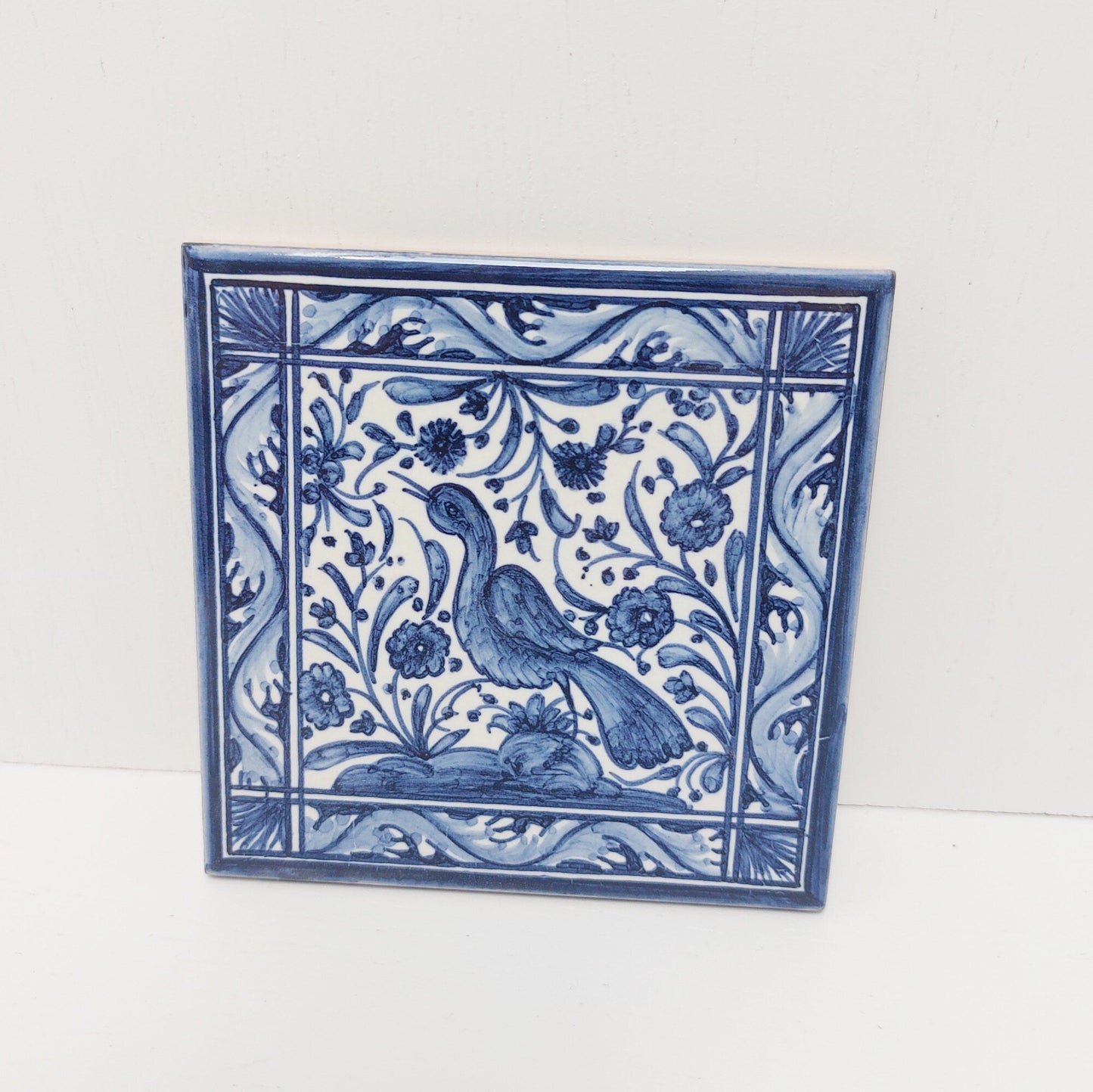 Small Hand painted portuguese tile x2, Decorative Tile, Portuguese Ceramic Tile, Portuguese Tile, Portuguese Traditional Tile