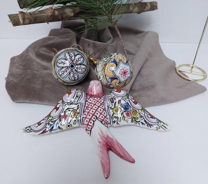 Ceramic portuguese swallow + Christmas Balls Ornaments Handpainted| Hand painted Ceramic Christmas Balls| Portuguese Christmas gifts