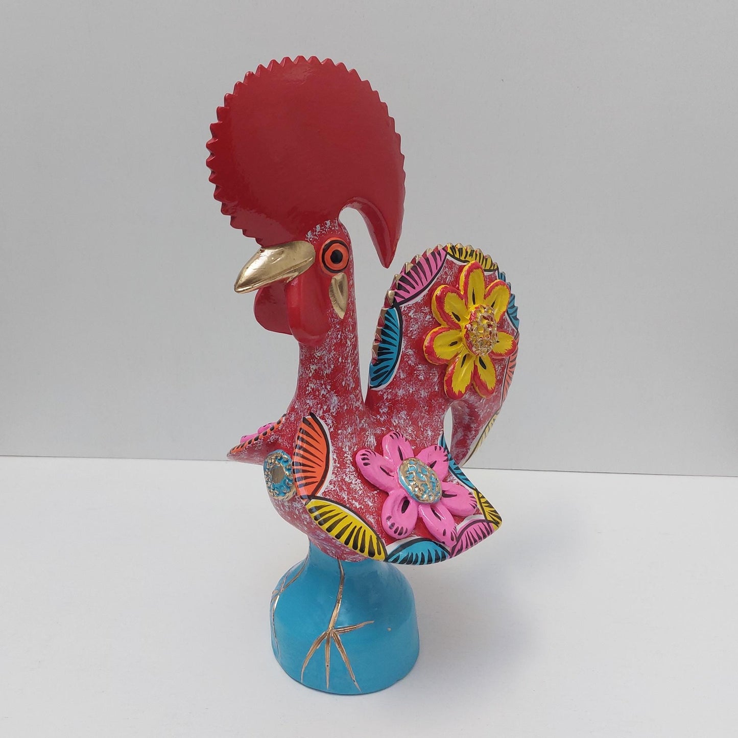 Portuguese Rooster | Barcelos Rooster | Hand Painted Ceramic Rooster | Singular Christmas Gift|Multicolor Portuguese Rooster|Unique piece