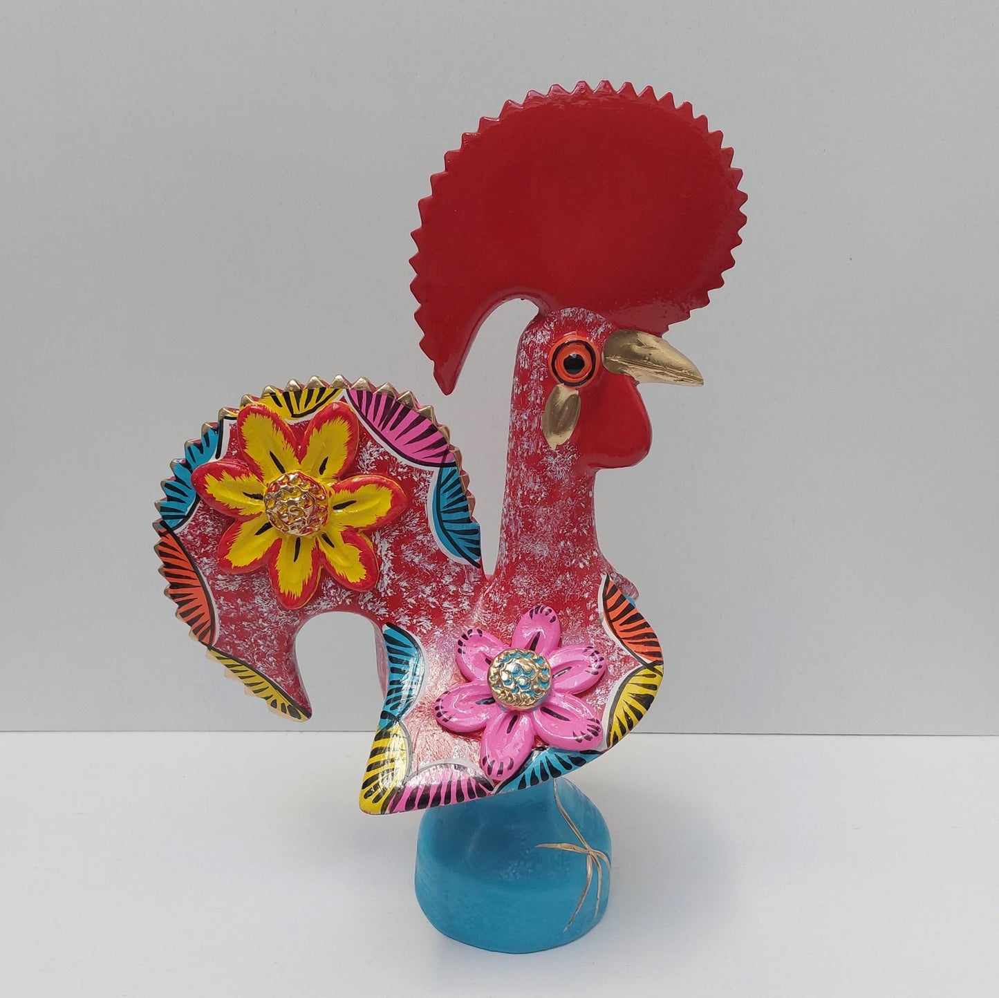 Portuguese Rooster | Barcelos Rooster | Hand Painted Ceramic Rooster | Singular Christmas Gift|Multicolor Portuguese Rooster|Unique piece