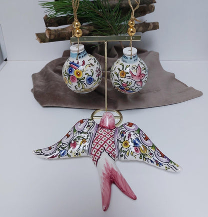 Ceramic portuguese swallow + Christmas Balls Ornaments Handpainted| Hand painted Ceramic Christmas Balls| Portuguese Christmas gifts