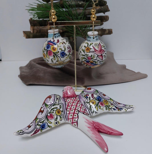 Ceramic portuguese swallow + Christmas Balls Ornaments Handpainted| Hand painted Ceramic Christmas Balls| Portuguese Christmas gifts