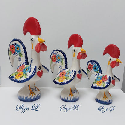 Hand Painted Portuguese Barcelos Rooster Figurine, Ceramic Lucky Charm