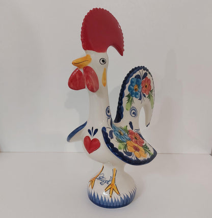 Handmade Large Portuguese Barcelos Rooster, Ceramic Lucky Figurine