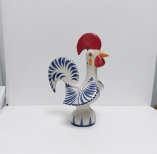 Hand-Painted Ceramic Portuguese Rooster Figurine, Lucky Symbol