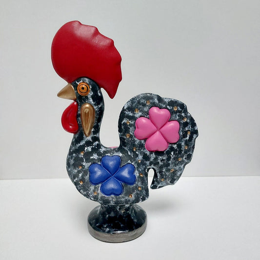 Hand Painted Ceramic Portuguese Rooster, Lucky Charm Figurine