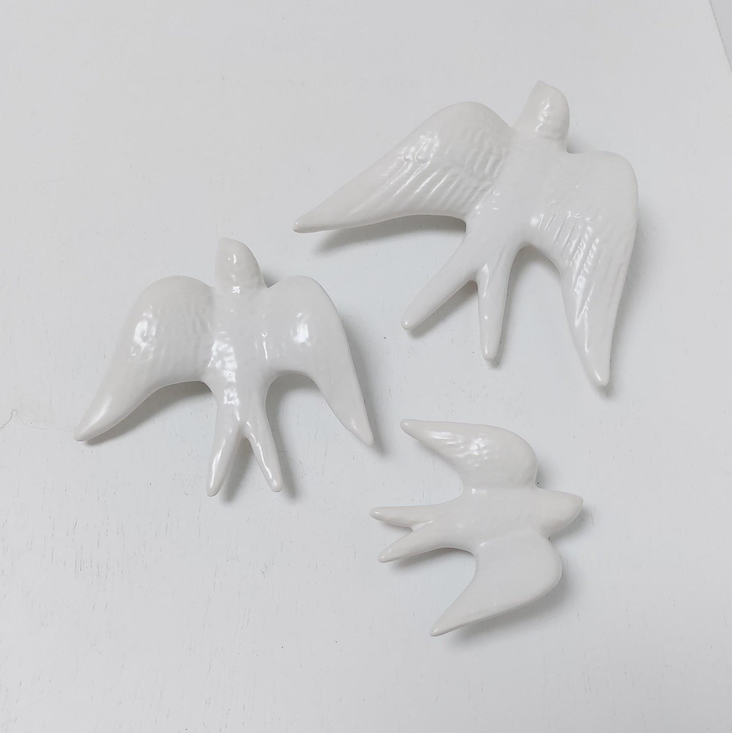 Hand-Painted Ceramic Swallows Wall Decor, Portuguese Art, Set of 3