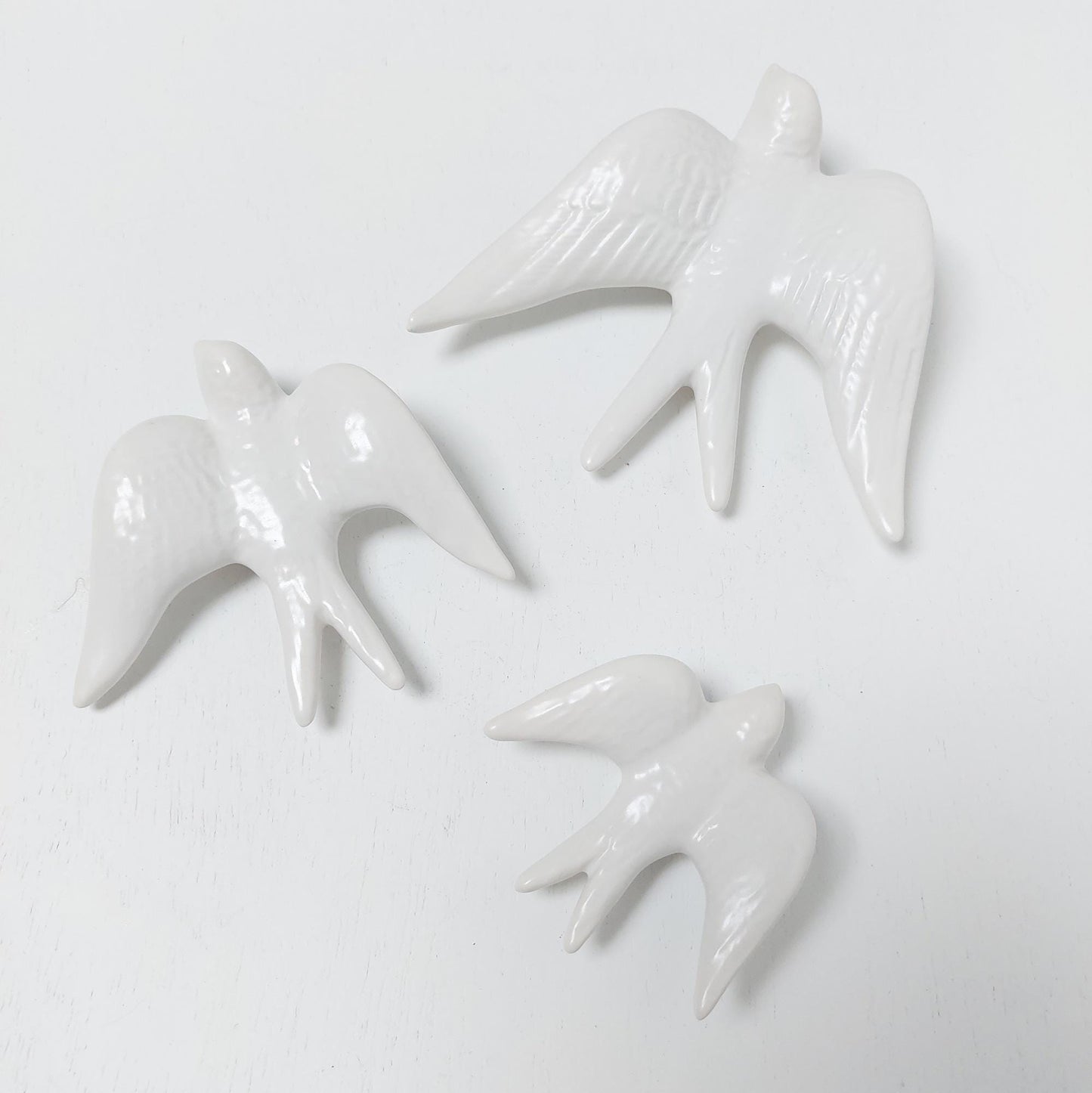 Hand-Painted Ceramic Swallows Wall Decor, Portuguese Art, Set of 3