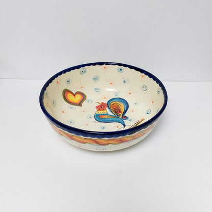 Hand-Painted Ceramic Salad Bowl, Portuguese Rooster Design