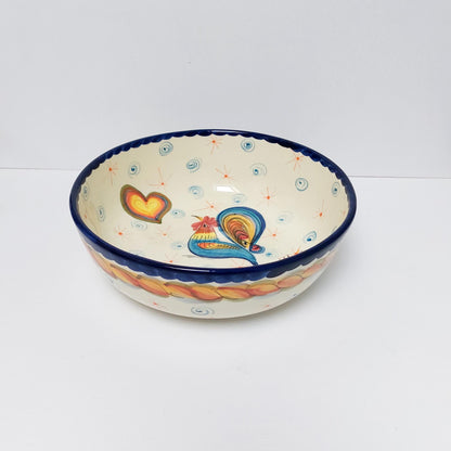 Hand-Painted Ceramic Salad Bowl, Portuguese Rooster Design