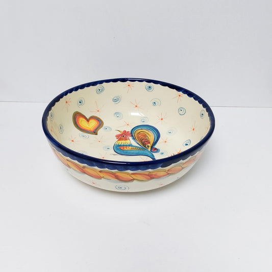 Hand-Painted Ceramic Salad Bowl, Portuguese Rooster Design