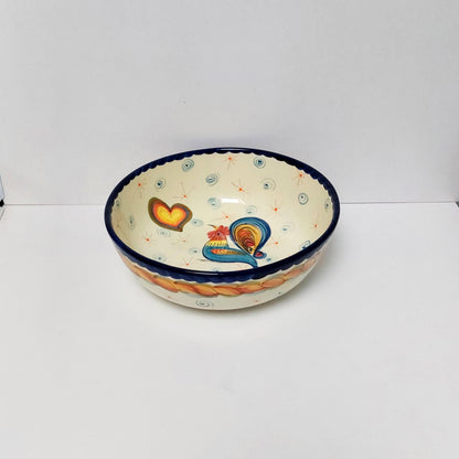 Hand-Painted Ceramic Salad Bowl, Portuguese Rooster Design