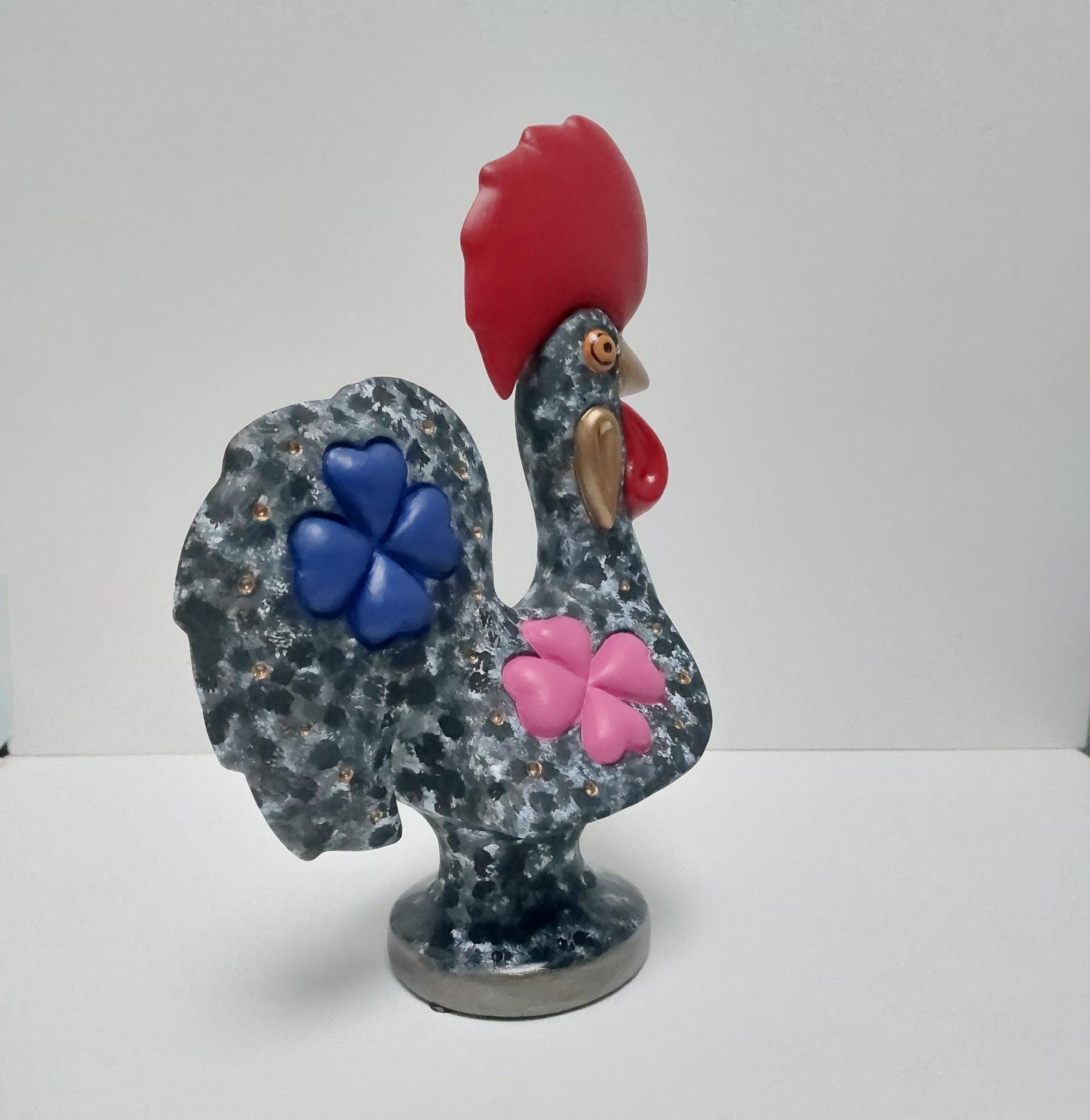 Hand Painted Ceramic Portuguese Rooster, Lucky Charm Figurine