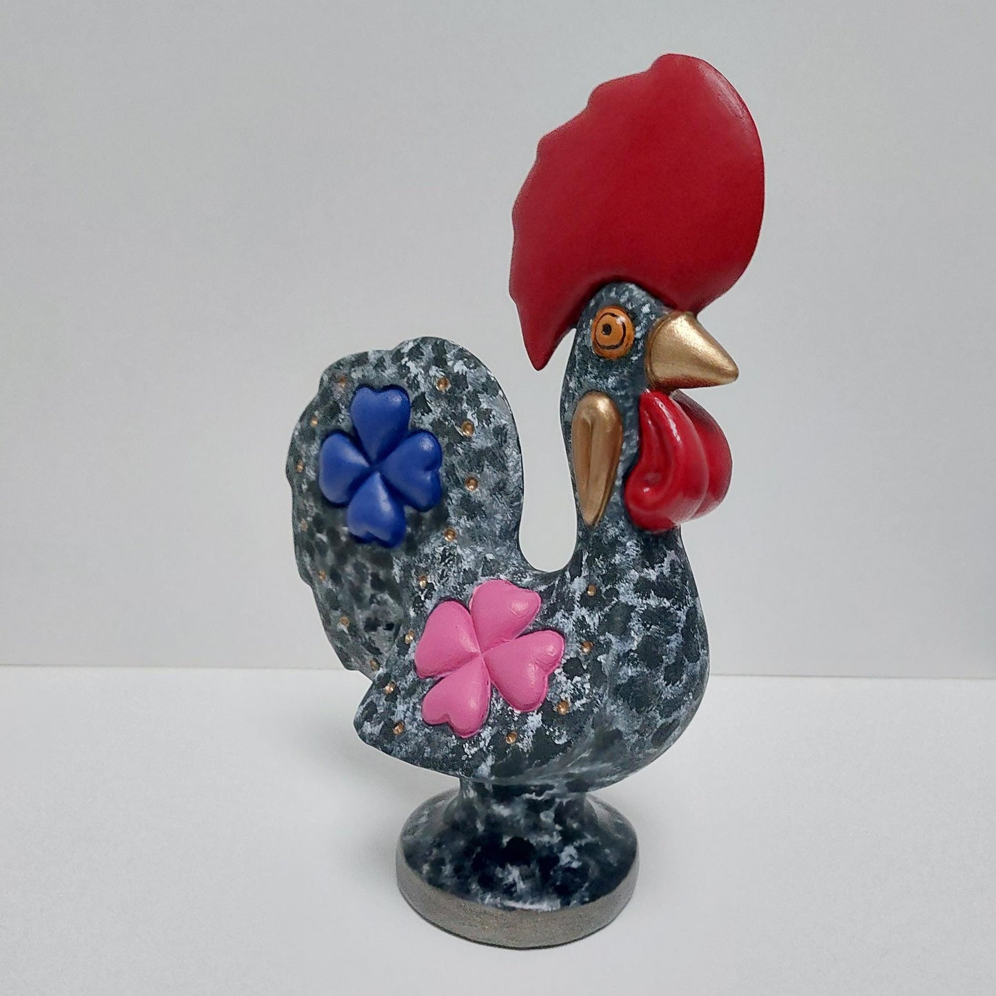 Hand Painted Ceramic Portuguese Rooster, Lucky Charm Figurine