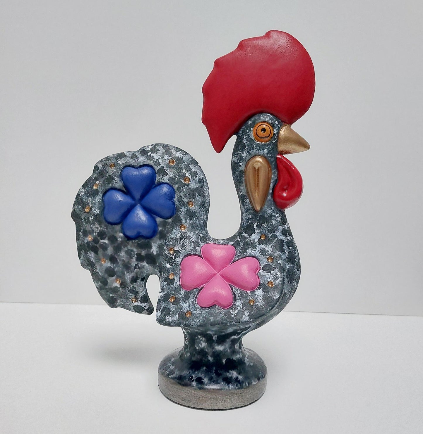 Hand Painted Ceramic Portuguese Rooster, Lucky Charm Figurine