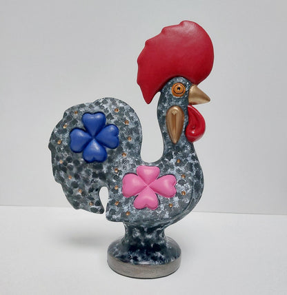 Hand Painted Ceramic Portuguese Rooster, Lucky Charm Figurine
