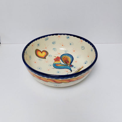 Hand-Painted Ceramic Salad Bowl, Portuguese Rooster Design