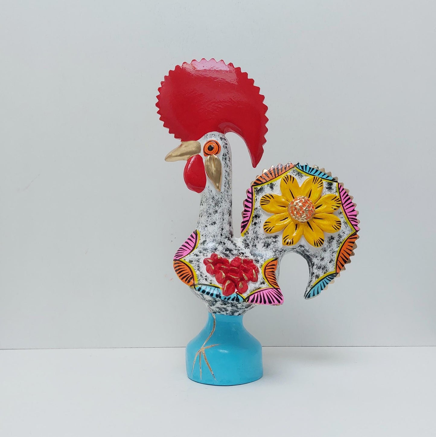 Hand-Painted Barcelos Rooster, Portuguese Ceramic Folk Art