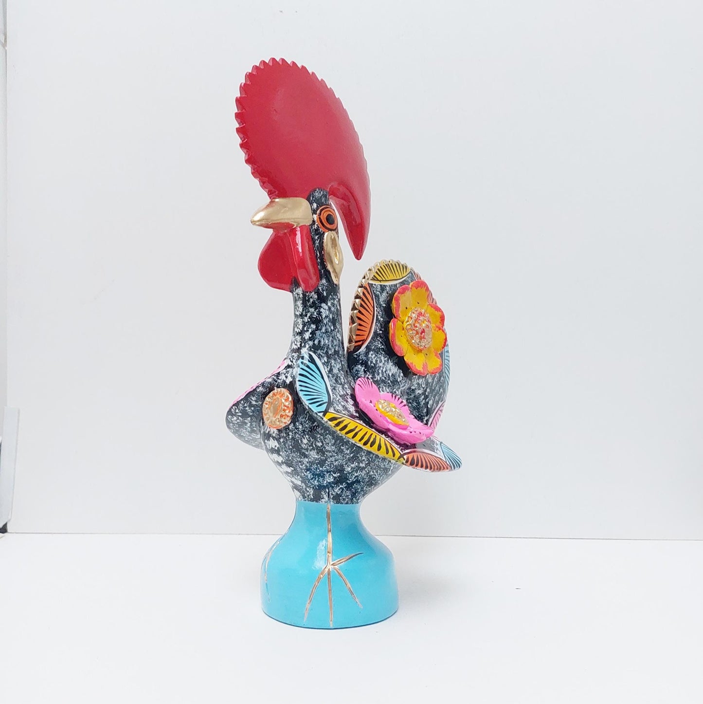 Hand Painted Barcelos Rooster, Portuguese Ceramic Folk Art