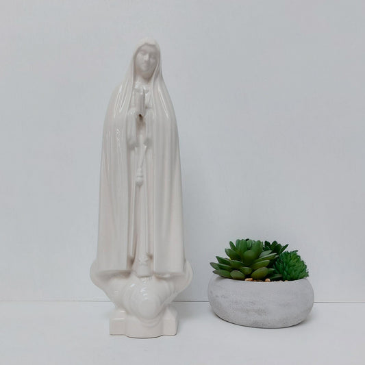 Handmade Portuguese Our Lady Fatima Statue, White Virgin Mary