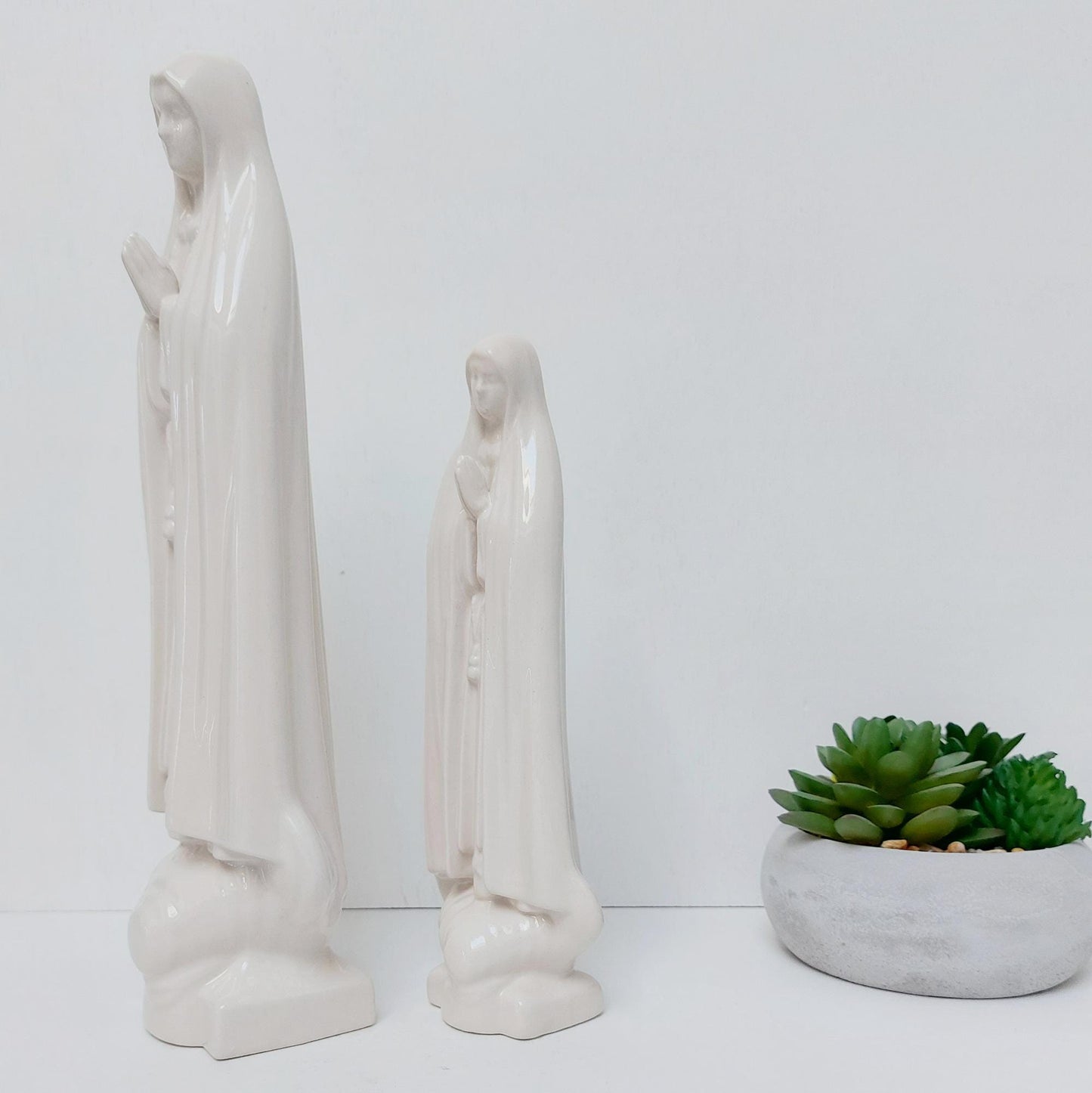 Hand Painted Our Lady Fatima Statue Set, Portuguese Catholic Gifts