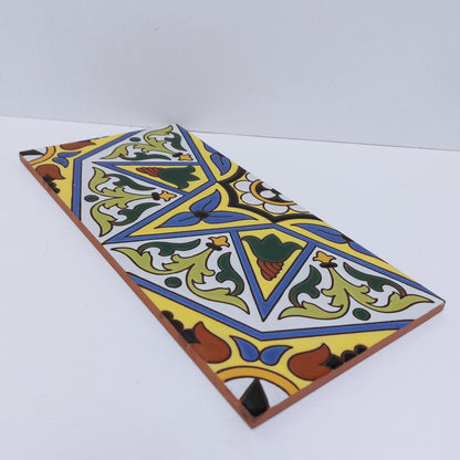 Hand Painted Ceramic Tile Mural, Cuerda Seca Art, 11x11