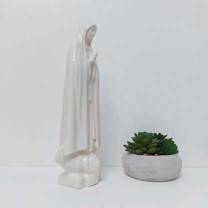 Handmade Portuguese Our Lady Fatima Statue, White Virgin Mary