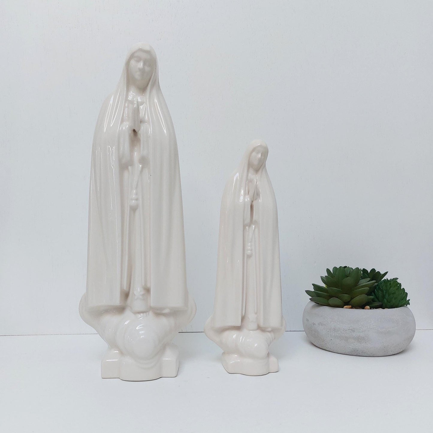 Hand Painted Our Lady Fatima Statue Set, Portuguese Catholic Gifts