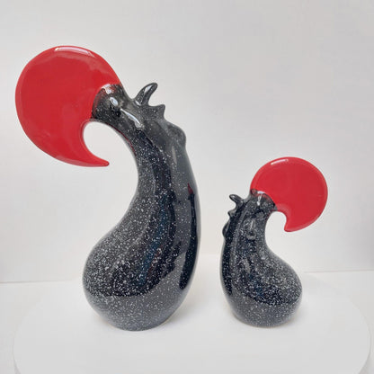 Portuguese Barcelos Rooster Set: Hand-Painted Ceramic Figurine