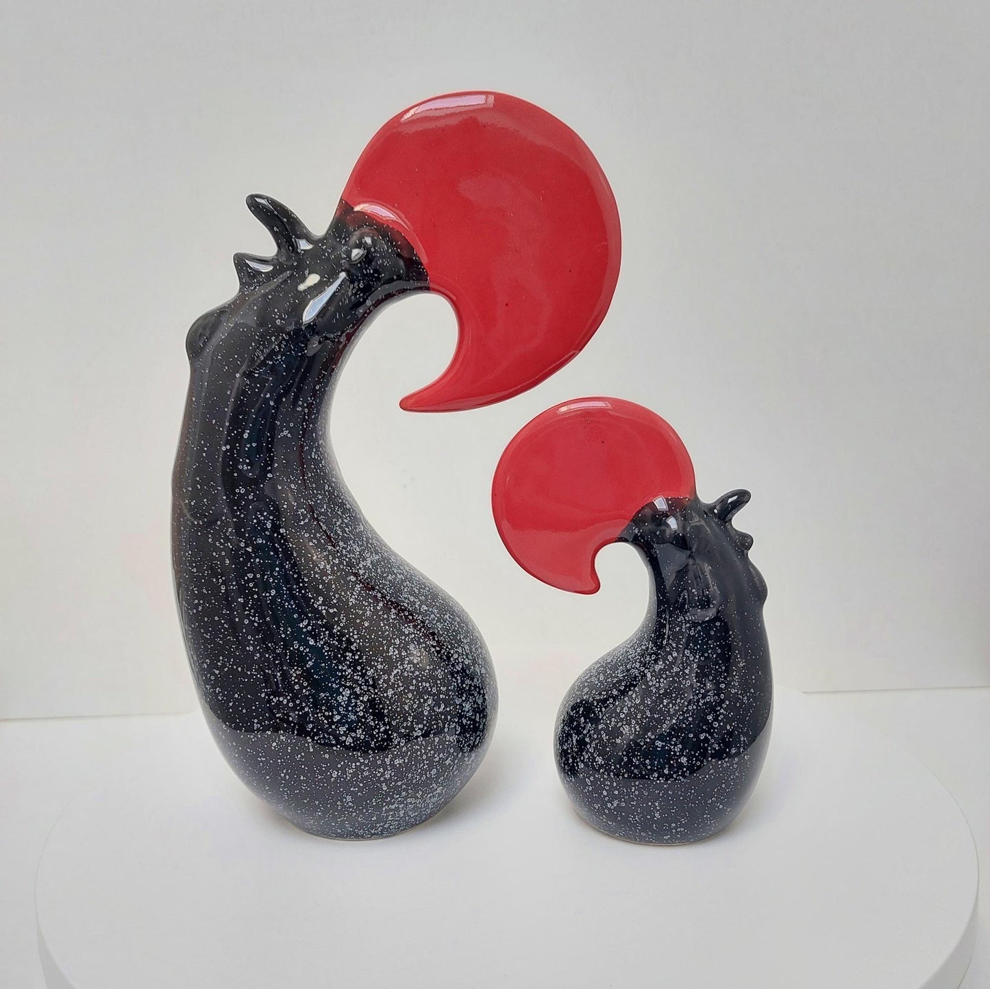 Portuguese Barcelos Rooster Set: Hand-Painted Ceramic Figurine