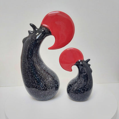 Portuguese Barcelos Rooster Set: Hand-Painted Ceramic Figurine