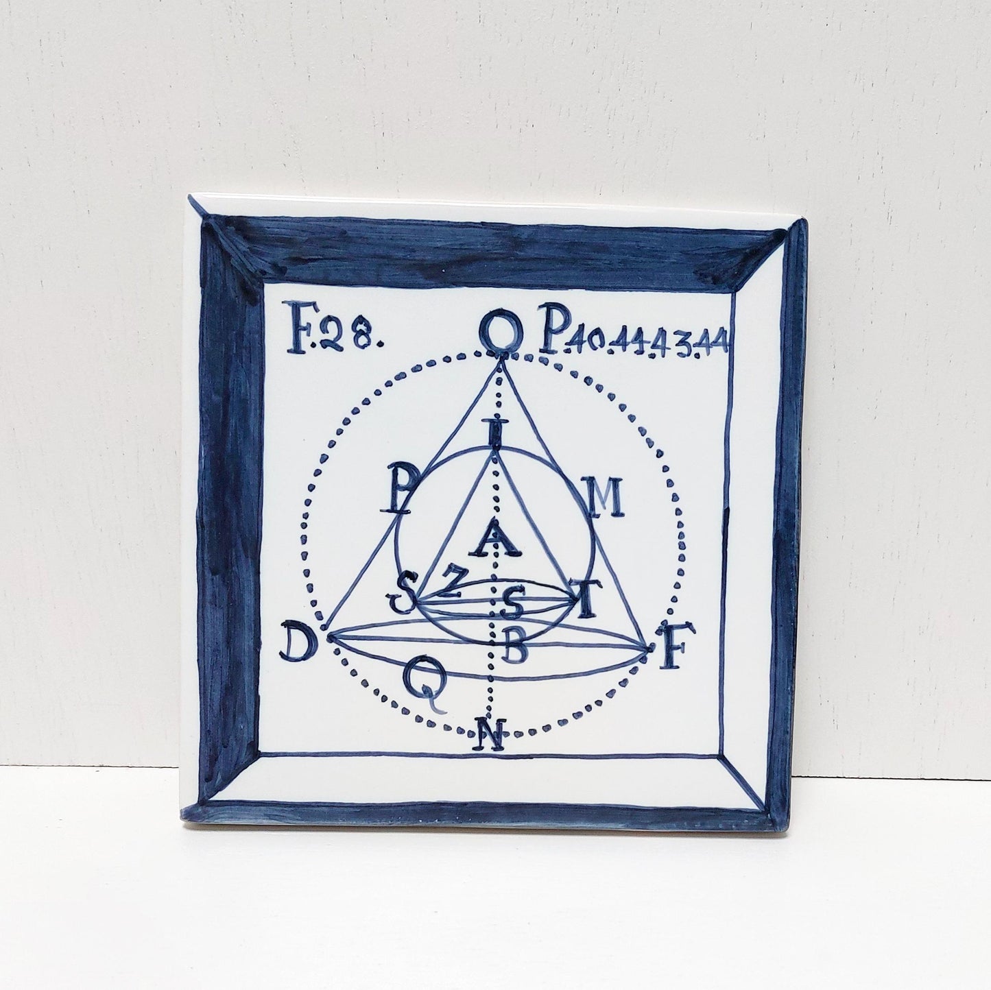 Hand Painted Portuguese Tile, Geometry Formulas, Math Teacher Gift