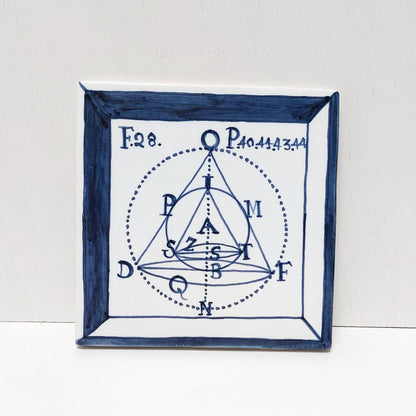 Hand Painted Portuguese Tile, Geometry Formulas, Math Teacher Gift
